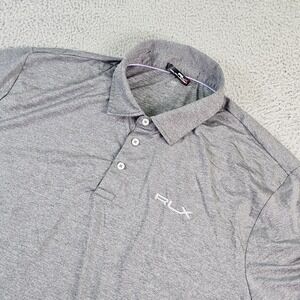 RLX Ralph Lauren Polo Shirt Mens 2XL Gray Solid Wicking Golf Performance Stretch